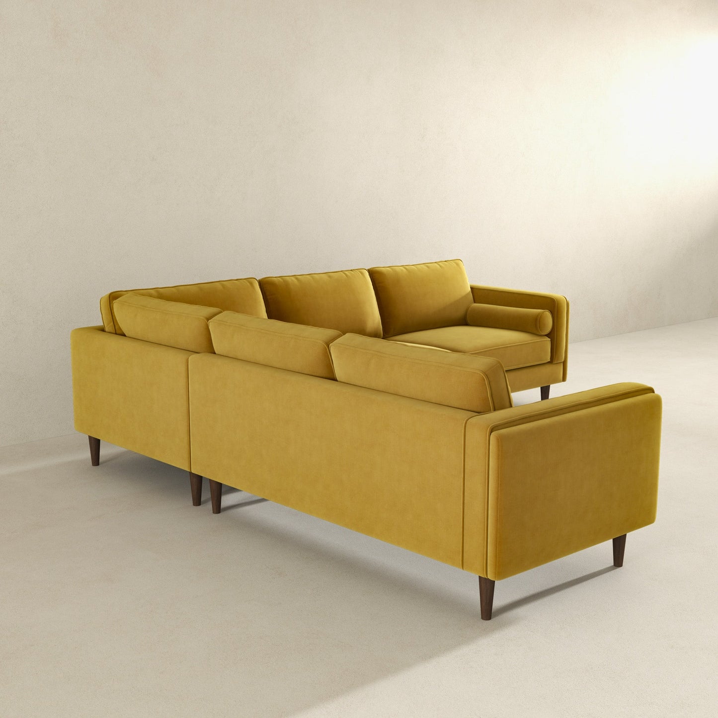 Ashcroft Amber Yellow Velvet Corner Sectional Sofa