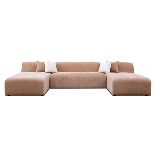 Ashcroft Audrey Peach Chenille U Shape Corner Sofa