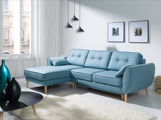 Sectional Sleeper Sofa with Storage, Left Facing Chaise, Light Blue