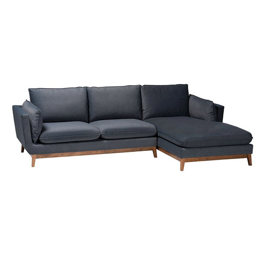 Baxton Studio Linanas Modern Dark Grey Fabric Right Facing Sectional Sofa