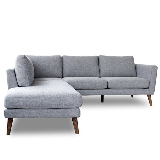 Ashcroft Benson Grey Fabric Sectional Sofa Left Facing Chaise