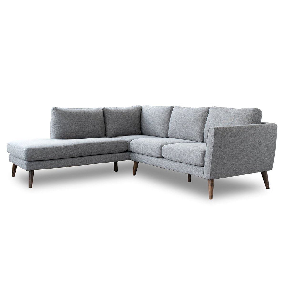 Ashcroft Benson Grey Fabric Sectional Sofa Left Facing Chaise