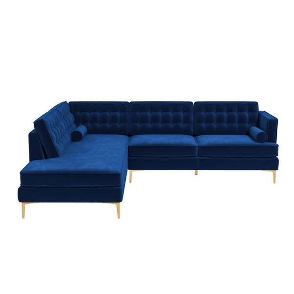 Ashcroft Brooke Dark Blue Sectional Sofa Left Facing