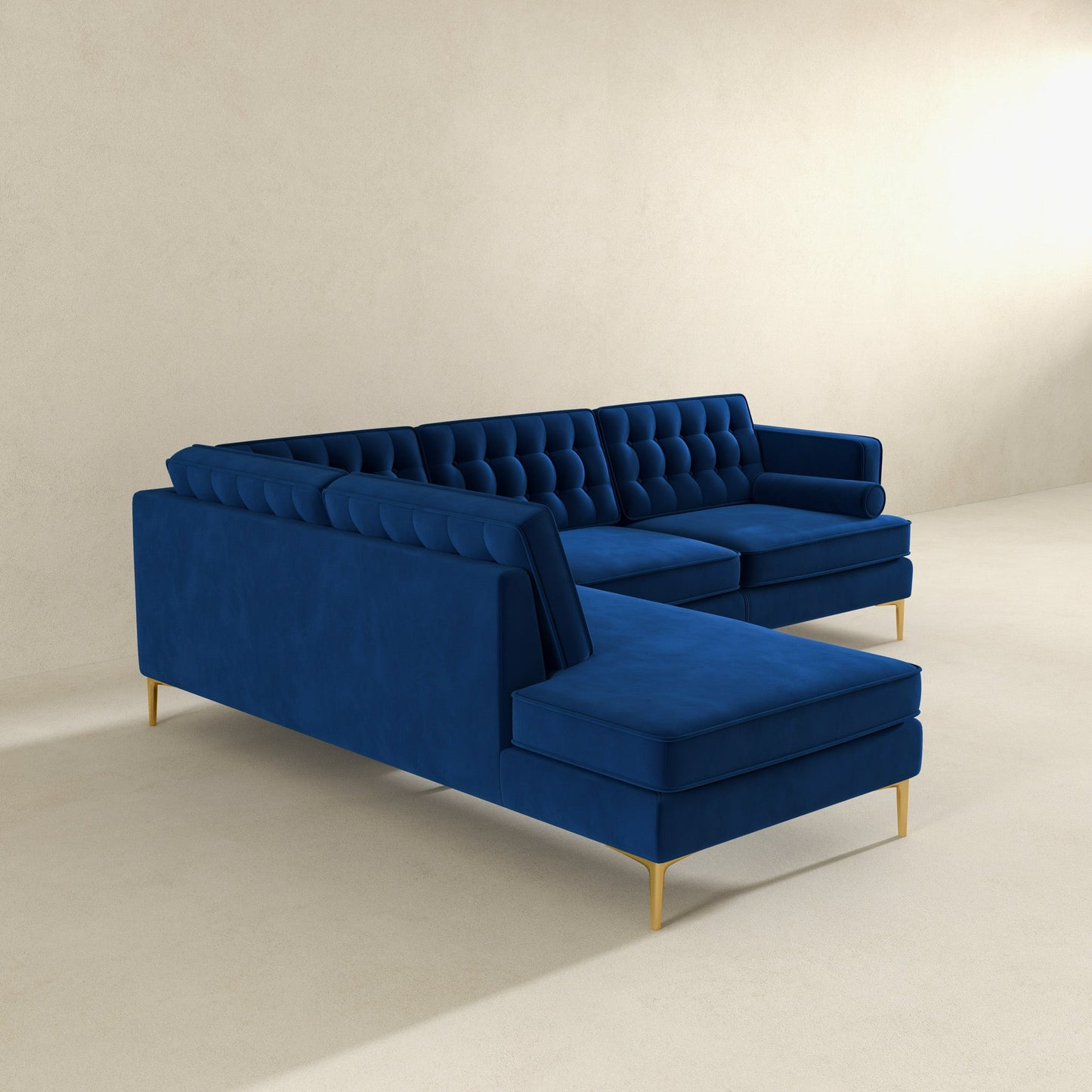 Ashcroft Brooke Dark Blue Sectional Sofa Left Facing