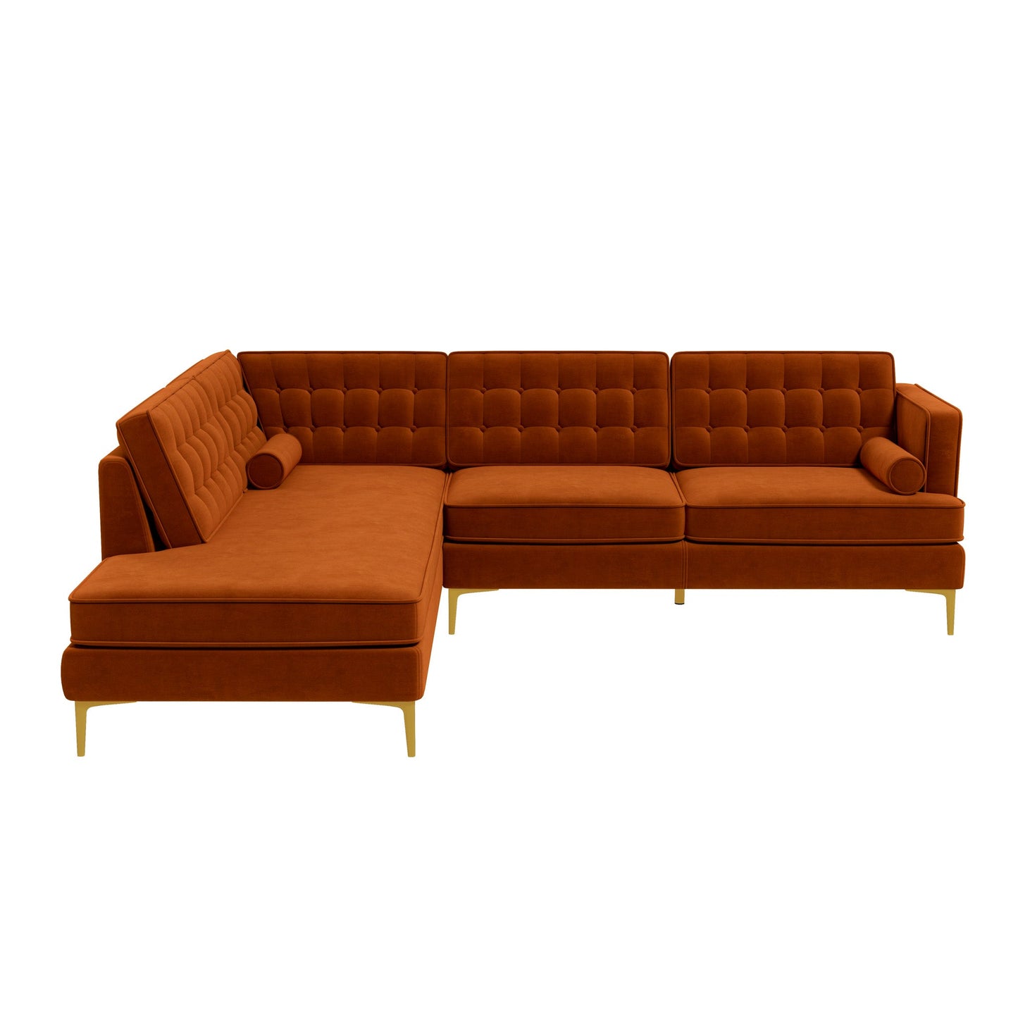 Ashcroft Brooke Burnt Orange Sectional Sofa Left Facing