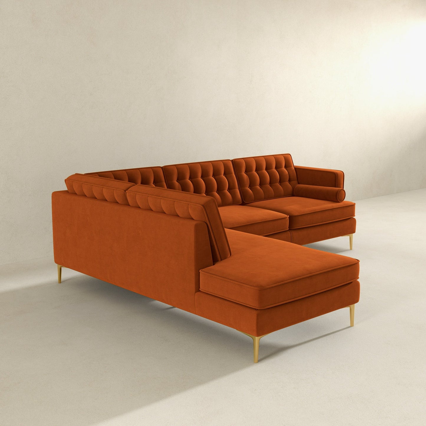 Ashcroft Brooke Burnt Orange Sectional Sofa Left Facing