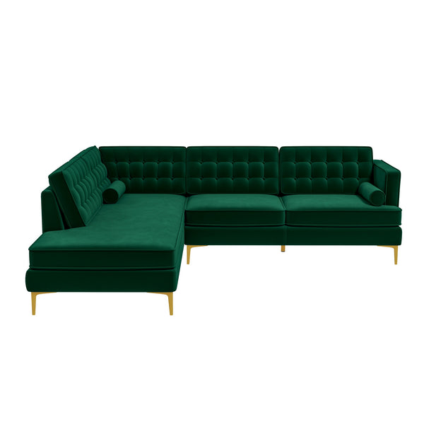 Ashcroft Brooke Green Sectional Sofa Left Facing