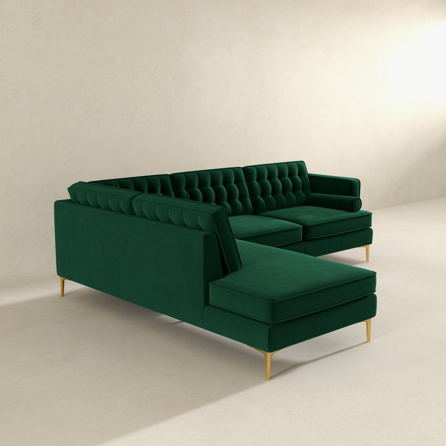 Ashcroft Brooke Green Sectional Sofa Left Facing