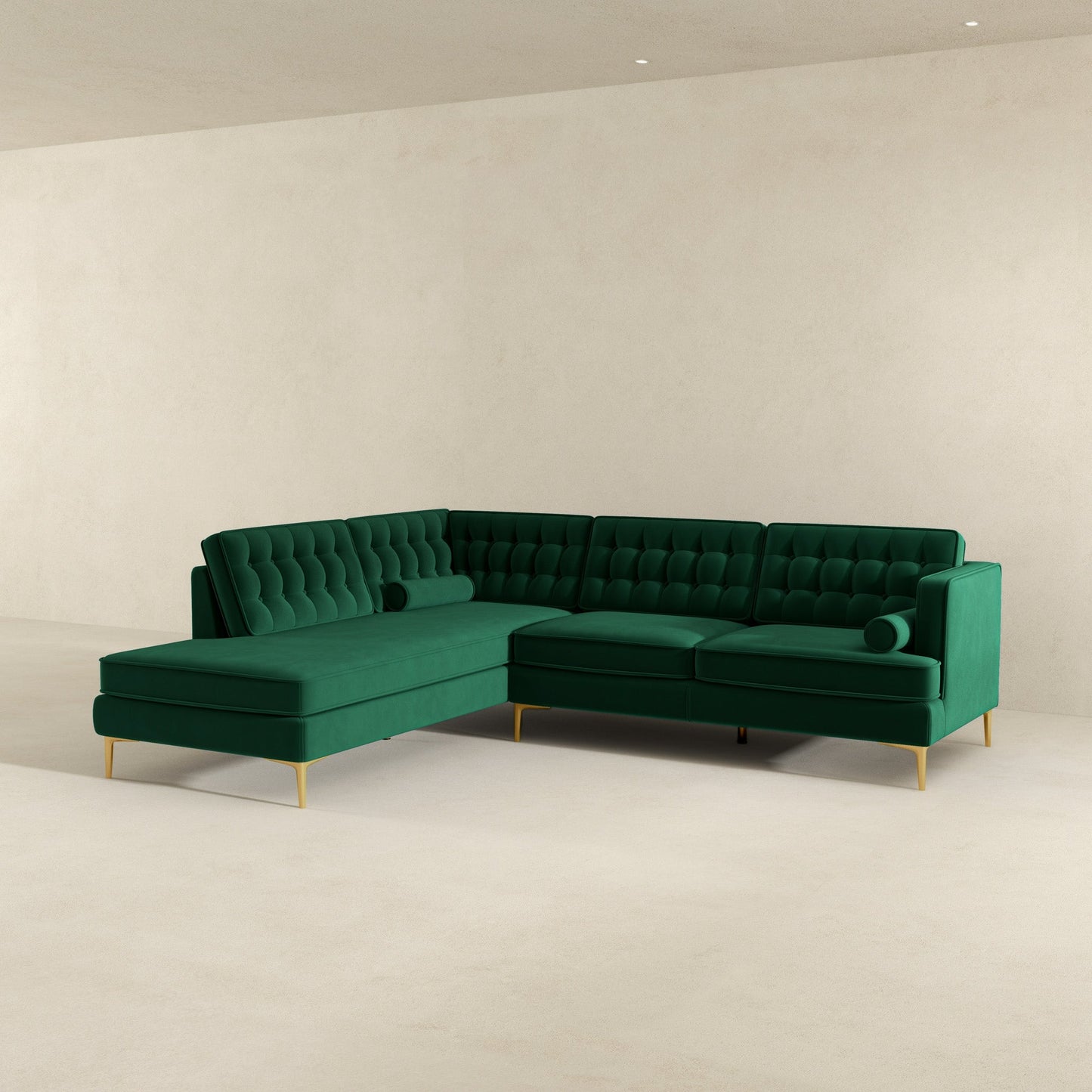 Ashcroft Brooke Green Sectional Sofa Left Facing