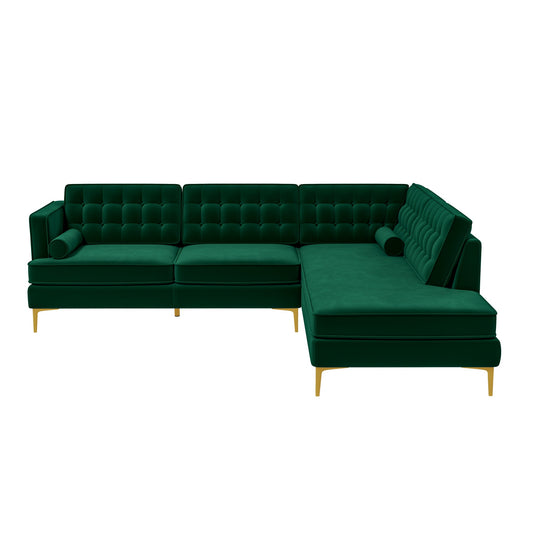 Ashcroft Brooke Green Sectional Sofa Right Facing