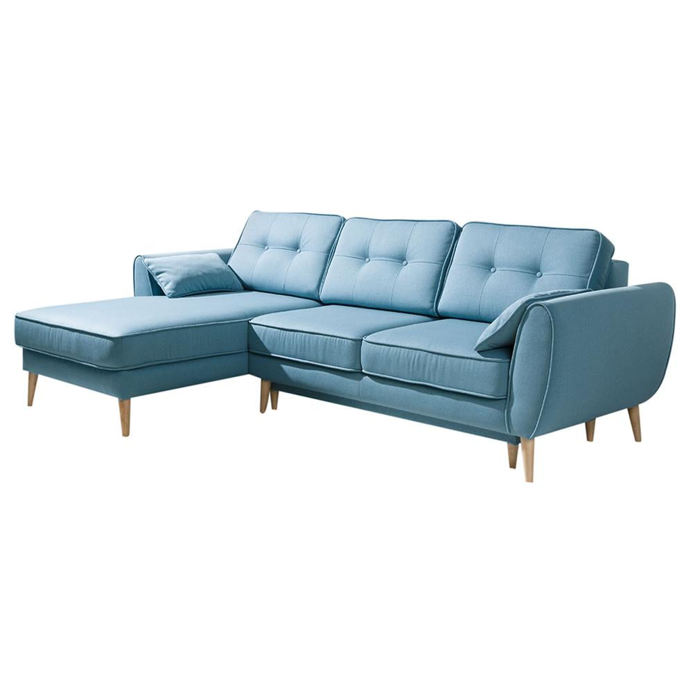 Sectional Sleeper Sofa with Storage, Left Facing Chaise, Light Blue