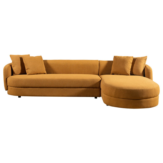 Ashcroft Chandler Cognac Boucle Right Sectional Sofa