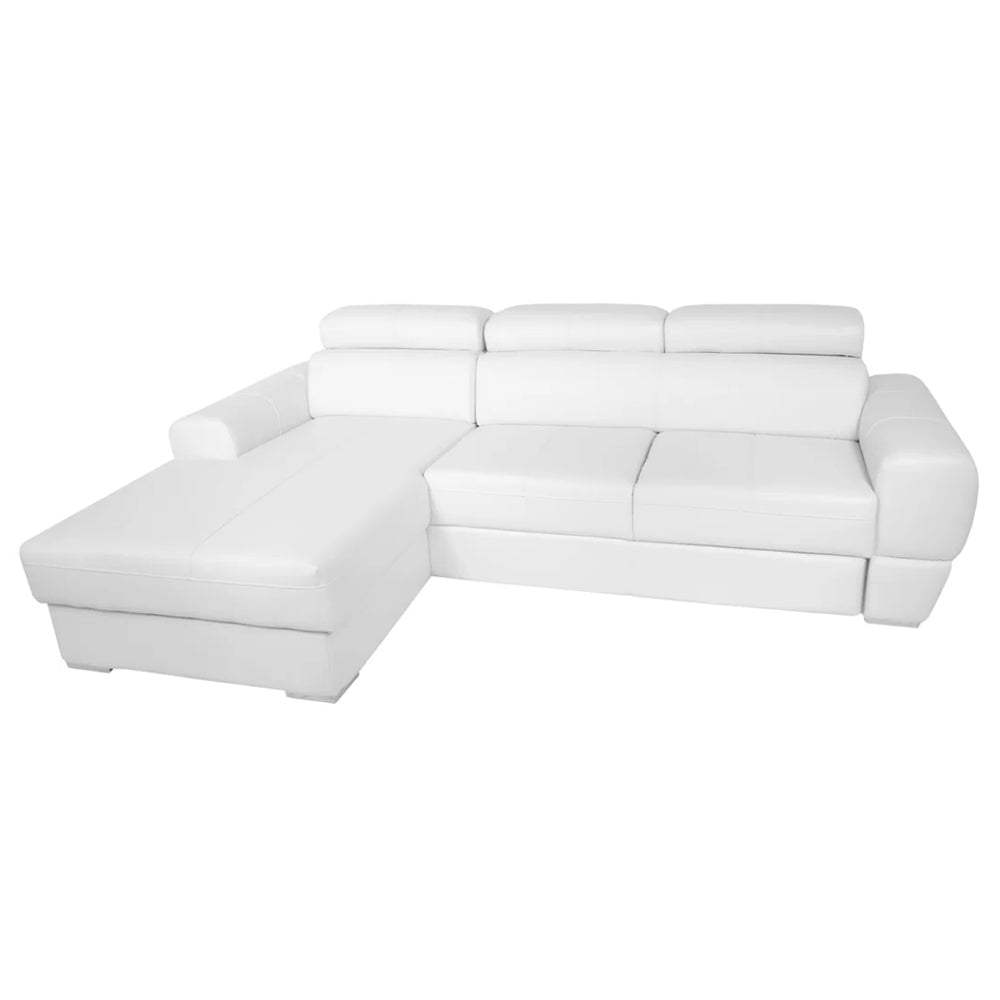 VENTO White Sectional Sleeper Sofa with Storage, White