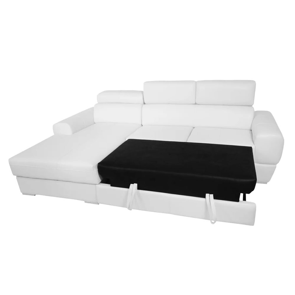 VENTO White Sectional Sleeper Sofa with Storage, White