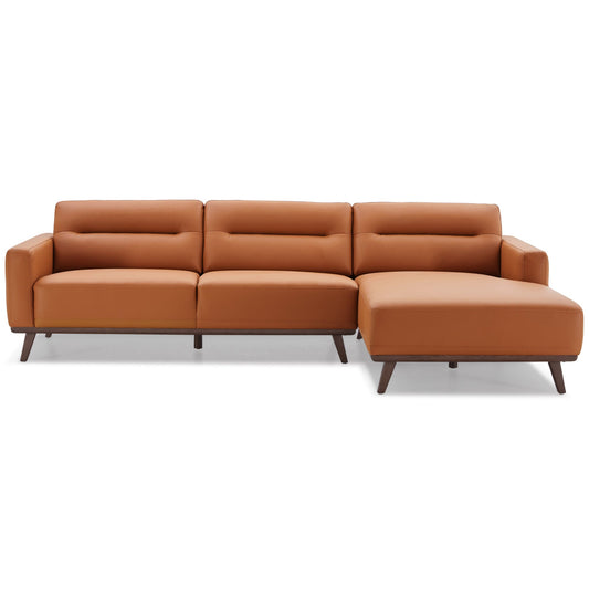 Ashcroft Ella L-Shaped Cognac Vegan Leather Right Sectional Couch