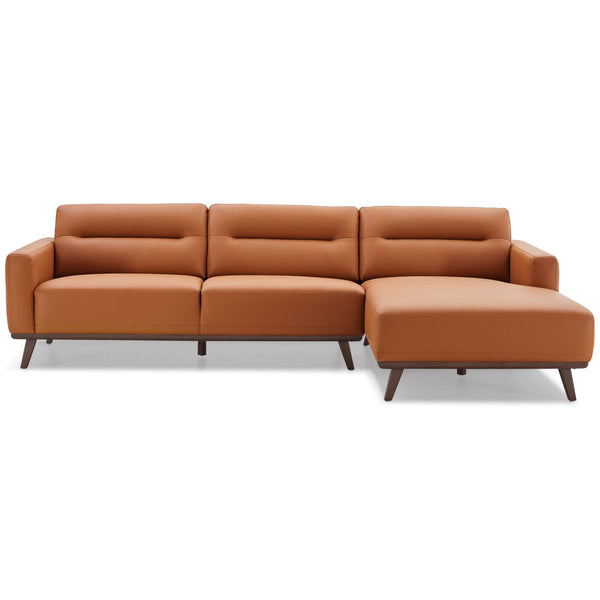 Ashcroft Ella L-Shaped Cognac Vegan Leather Right Sectional Couch