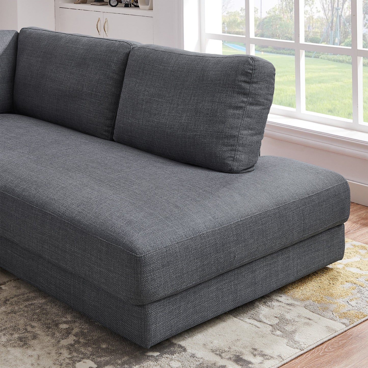 Ashcroft Glander Cozy Sectional Sofa Right Facing, Grey