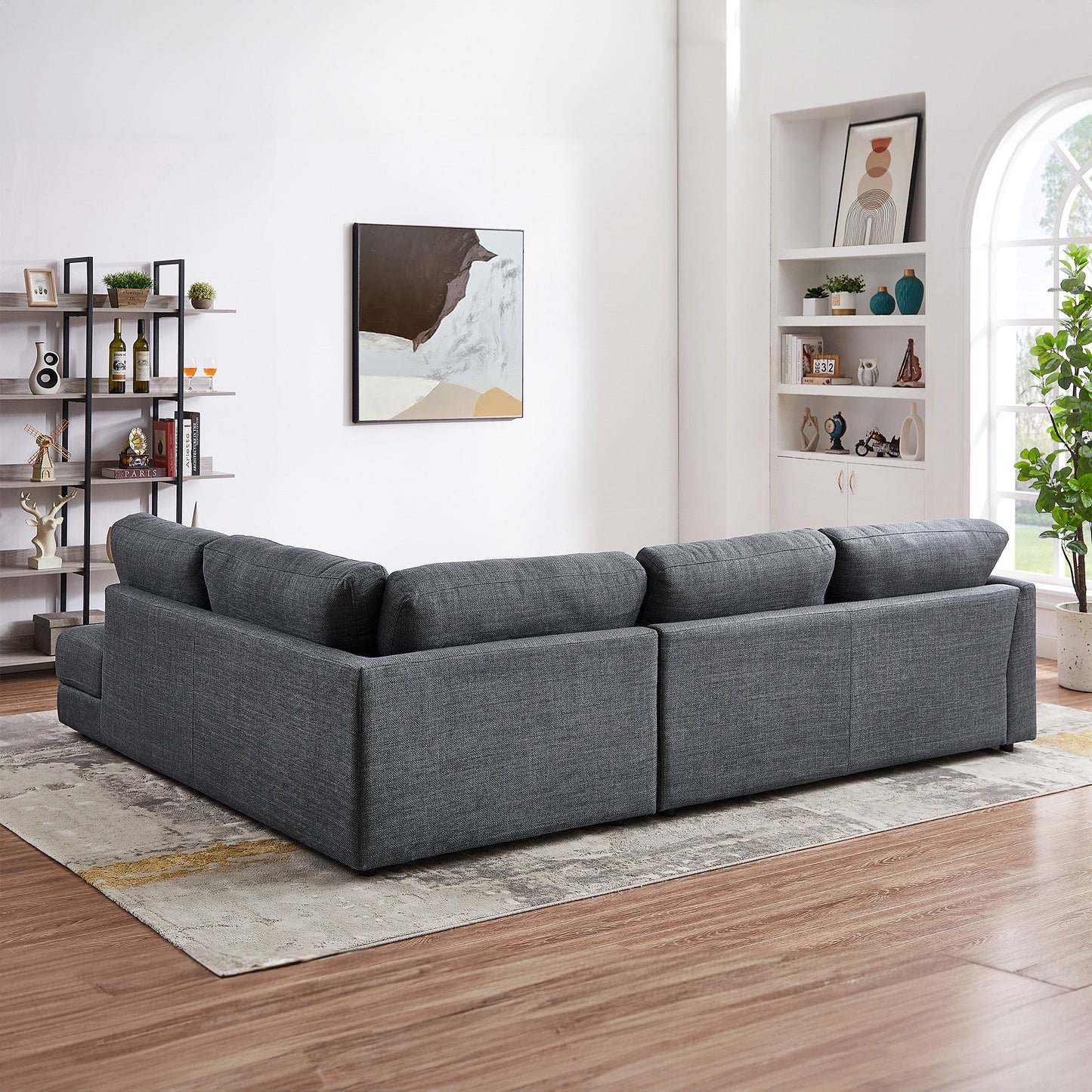 Ashcroft Glander Cozy Sectional Sofa Right Facing, Grey