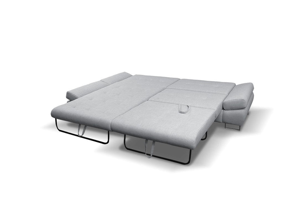 MAXIMA HOUSE Sectional Sleeper Sofa with Storage and Ottoman, Light Gray