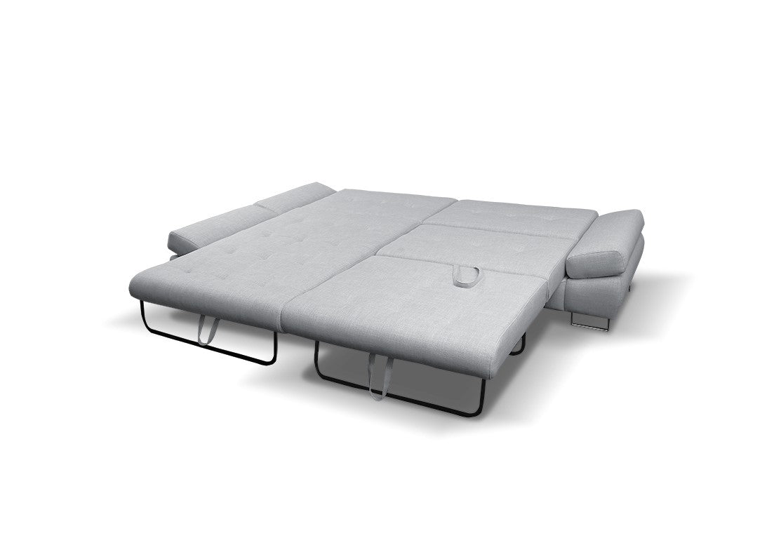 MAXIMA HOUSE Sectional Sleeper Sofa with Storage and Ottoman, Light Gray