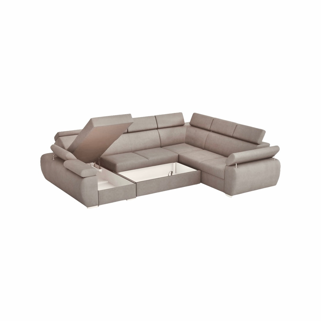 DANTE Sectional Sleeper Sofa, Light Gray