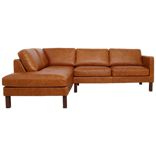 Ashcroft Juno Sectional Left Waxy Cognac Leather Sofa