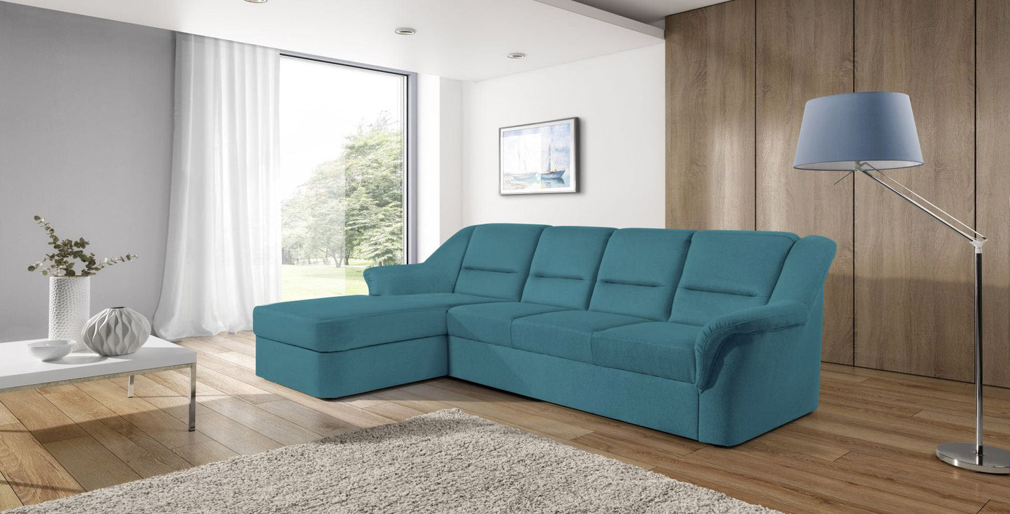 LISBONA Turqoise Sectional Sleeper Sofa with Storage