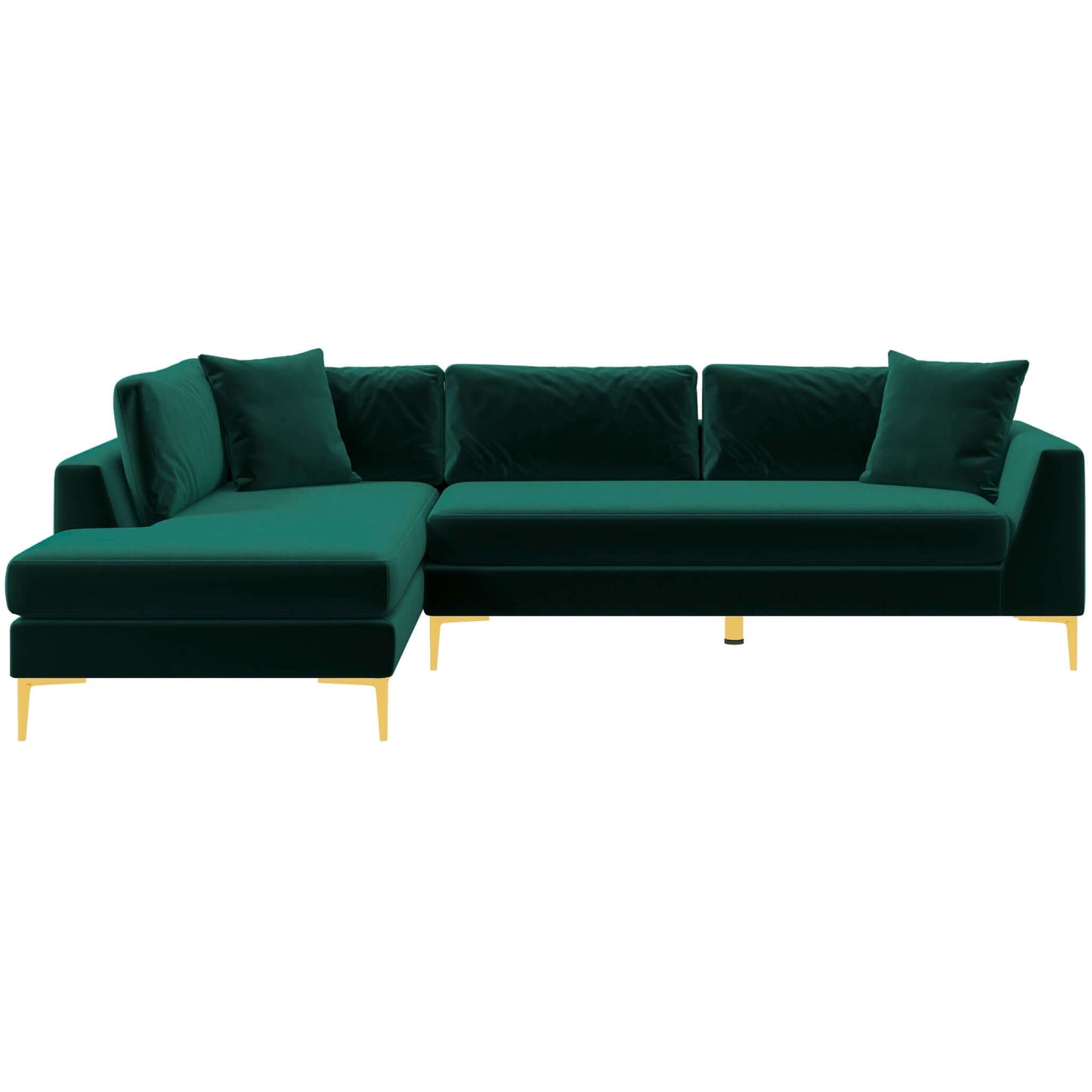 Ashcroft Mano  L-Shaped Velvet Sectional Sofa In Green Left Facing