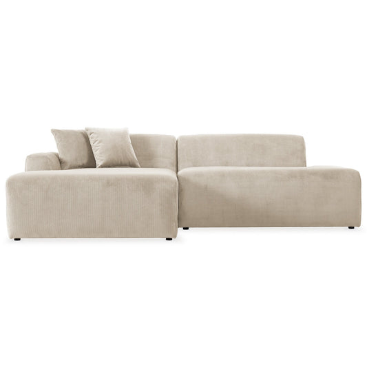 Ashcroft Mar Sectional Cream Corduroy Sofa(Left Facing)