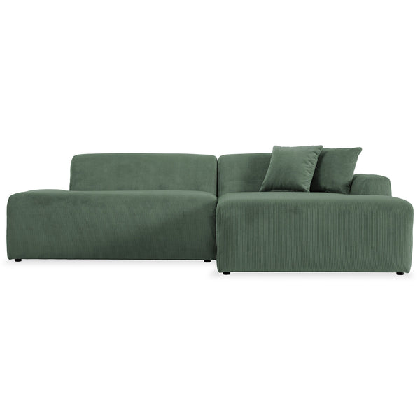 Ashcroft Mar Sectional Green Corduroy Sofa (Right Facing)