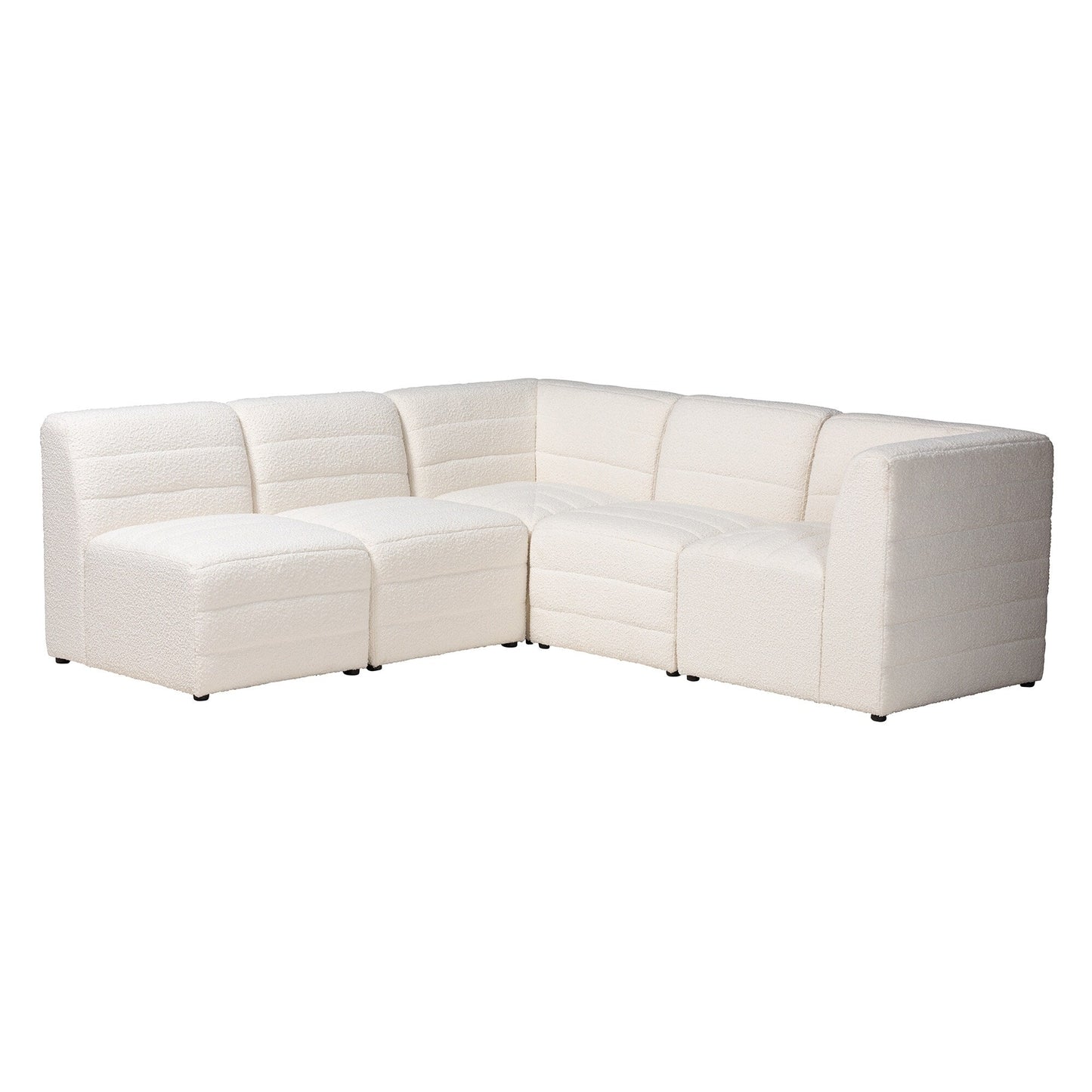 Baxton Maya Modern White Boucle Fabric Modular Sectional Sofa