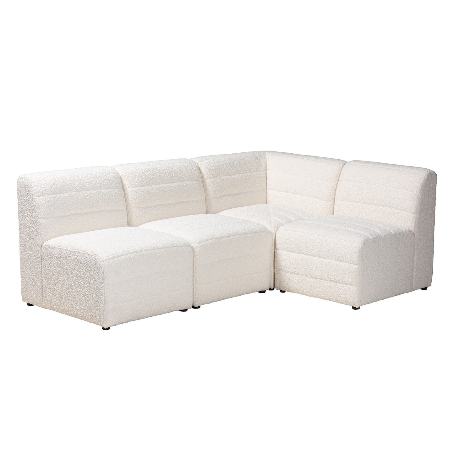 Baxton Maya Modern White Boucle Fabric Modular Sectional Sofa