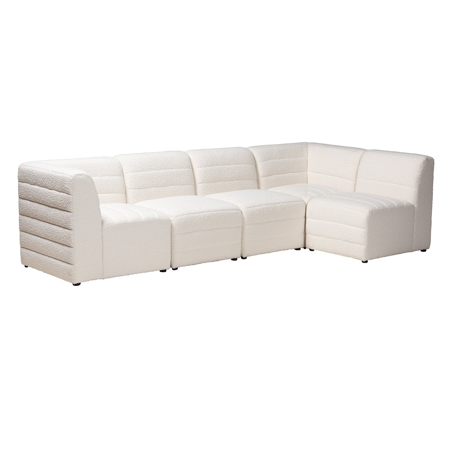 Baxton Maya Modern White Boucle Fabric Modular Sectional Sofa