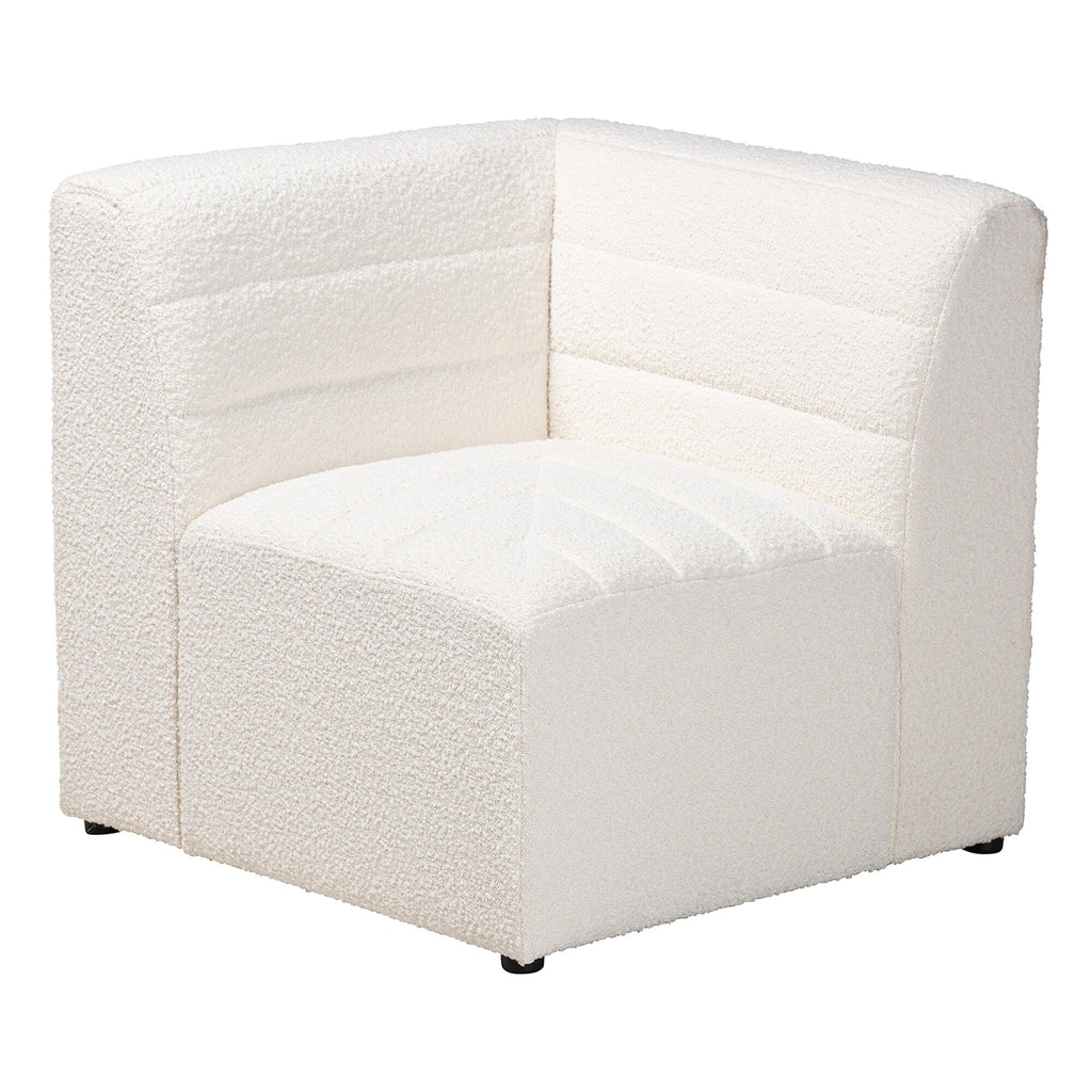 Baxton Maya Modern White Boucle Fabric Modular Sectional Sofa