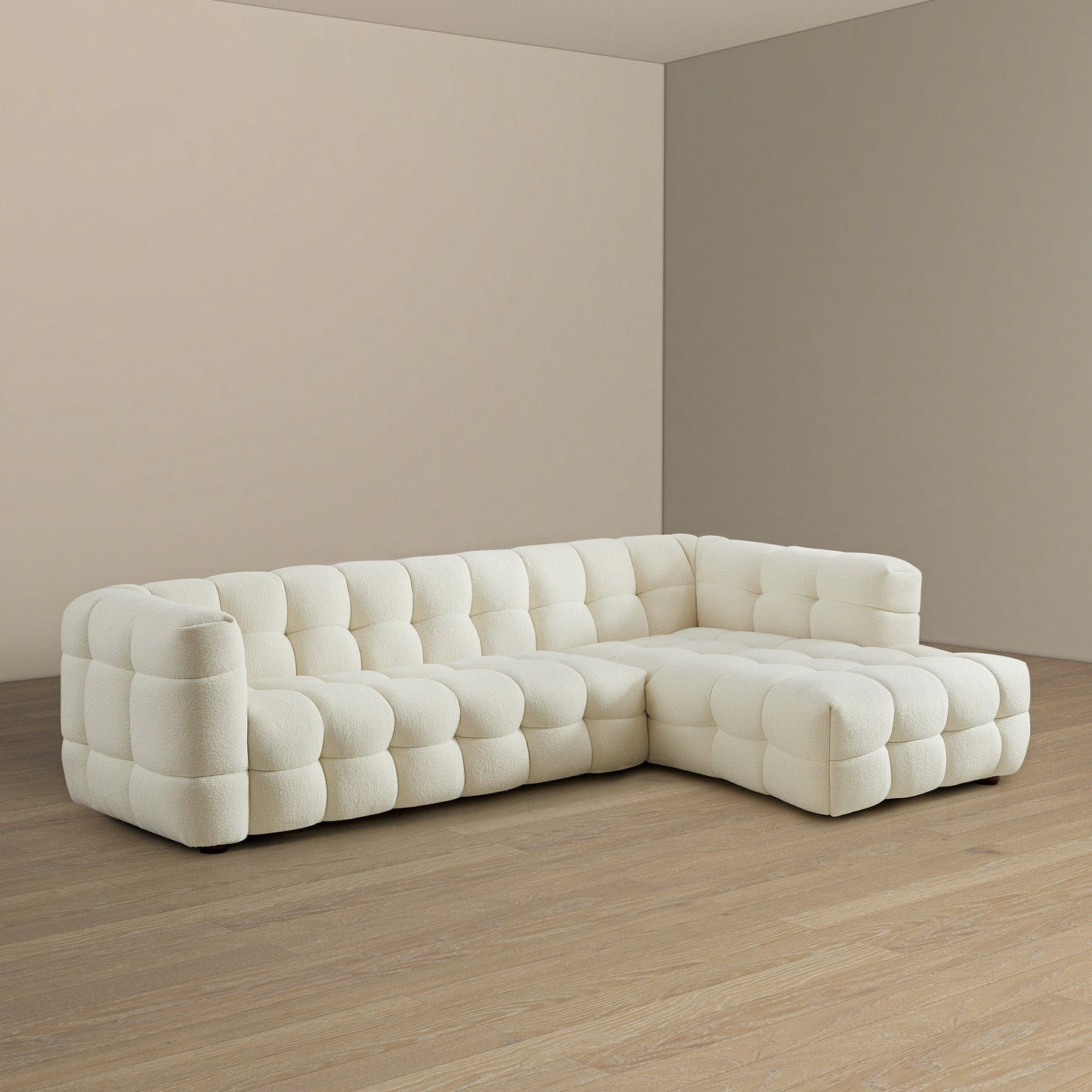 Ashcroft Morrison Right Sectional Sofa (Cream Boucle)