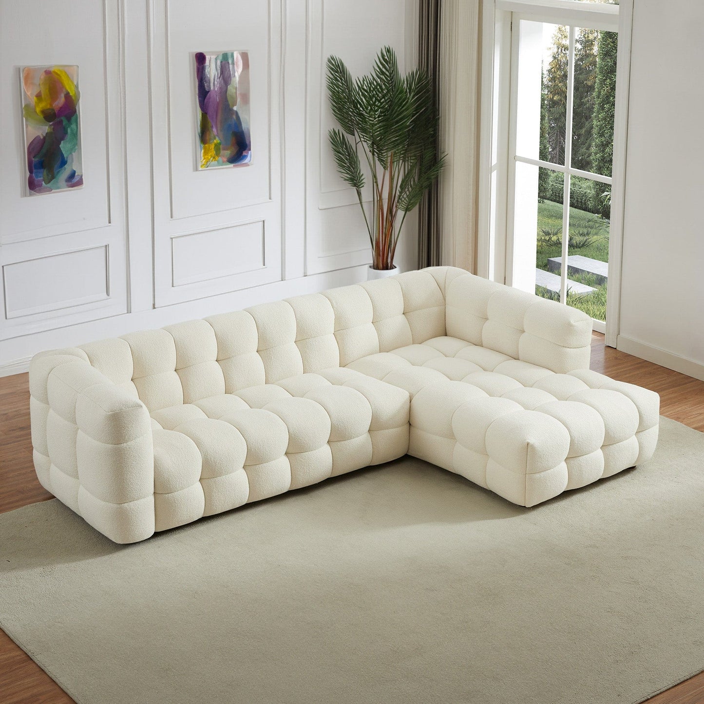 Ashcroft Morrison Right Sectional Sofa (Cream Boucle)