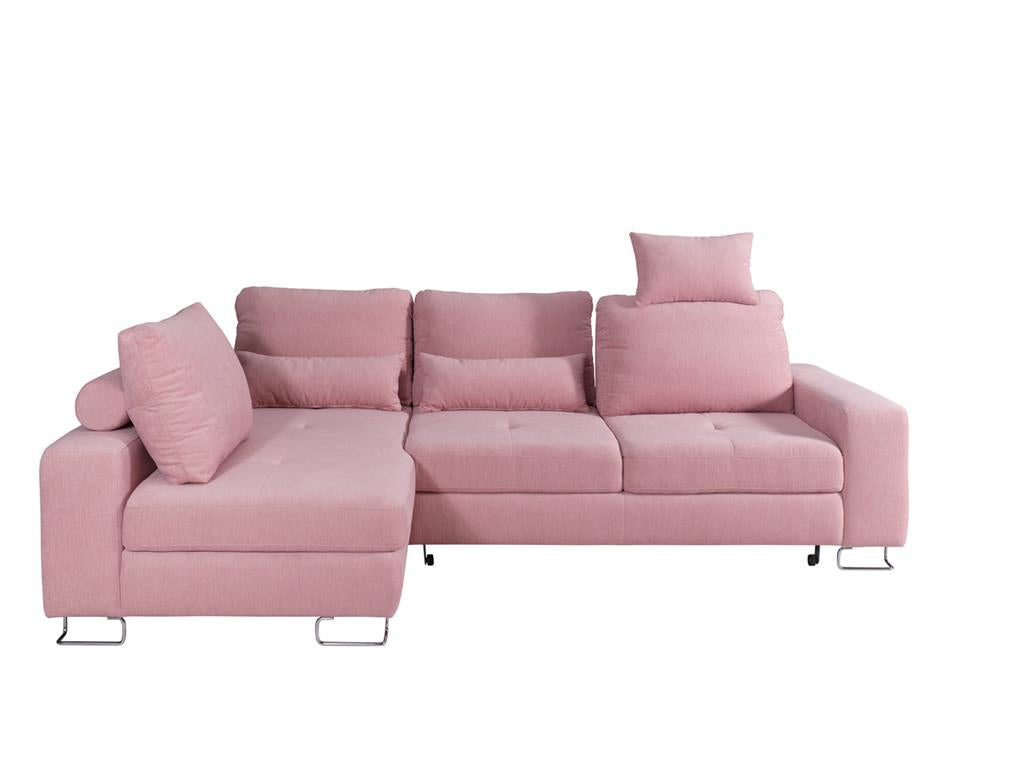 ASTI Sectional Sofa with Left Facing Chaise, Pink