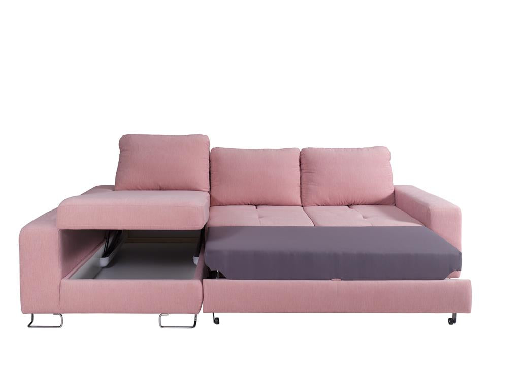 ASTI Sectional Sofa with Left Facing Chaise, Pink