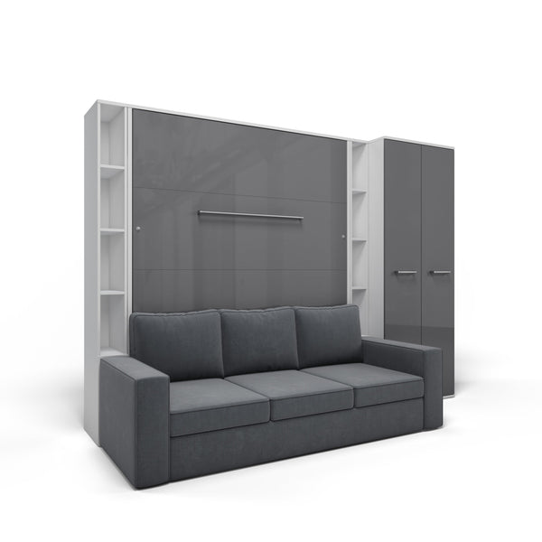 Maxima House Invento Vertical Queen Sofa Murphy Bed with 2 Cabinets and Wardrobe