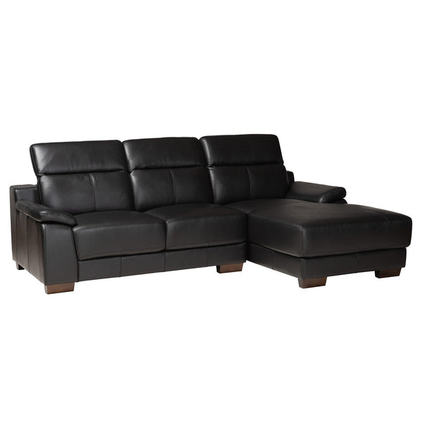 Baxton Reverie Modern Full Leather Sectional Sofa with Right Facing Chaise