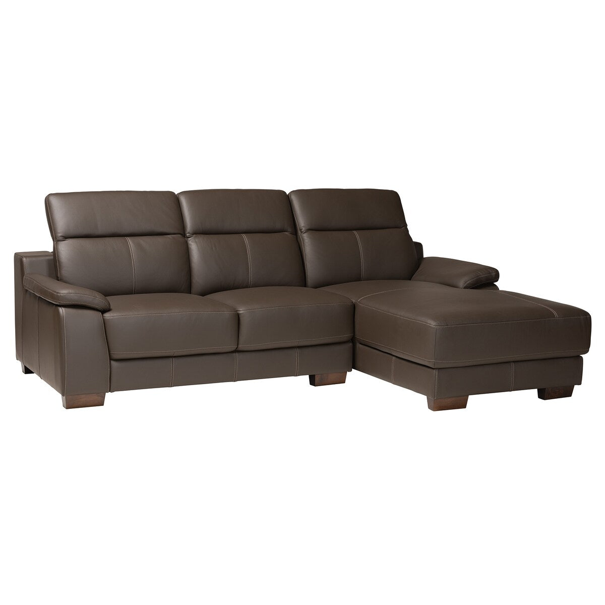 Baxton Reverie Modern Full Leather Sectional Sofa with Right Facing Chaise