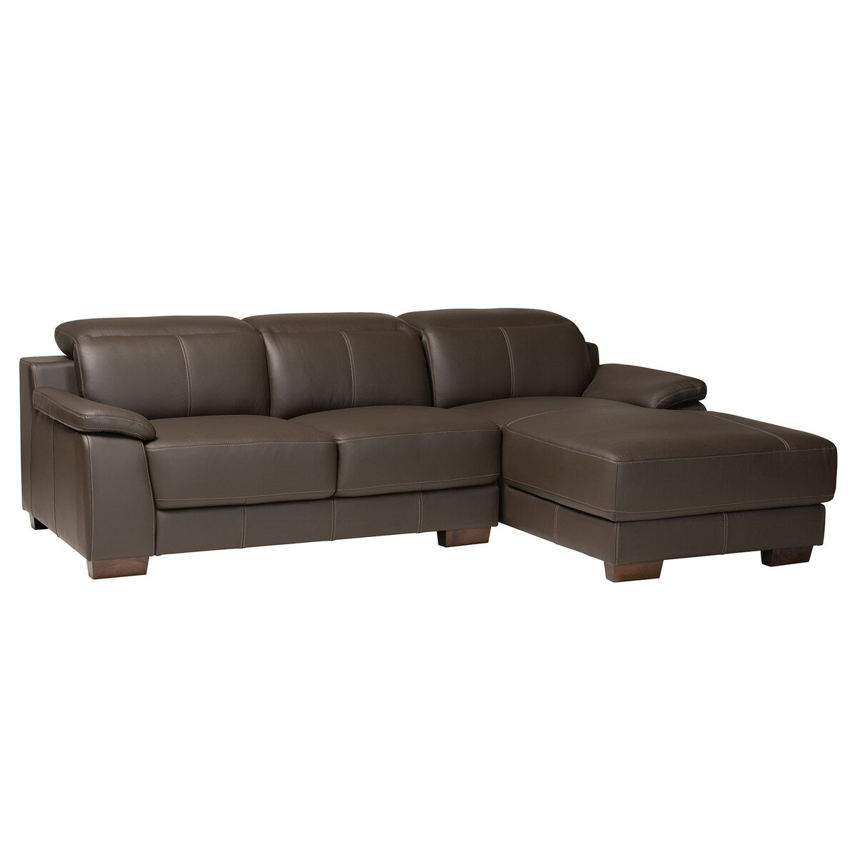 Baxton Reverie Modern Full Leather Sectional Sofa with Right Facing Chaise