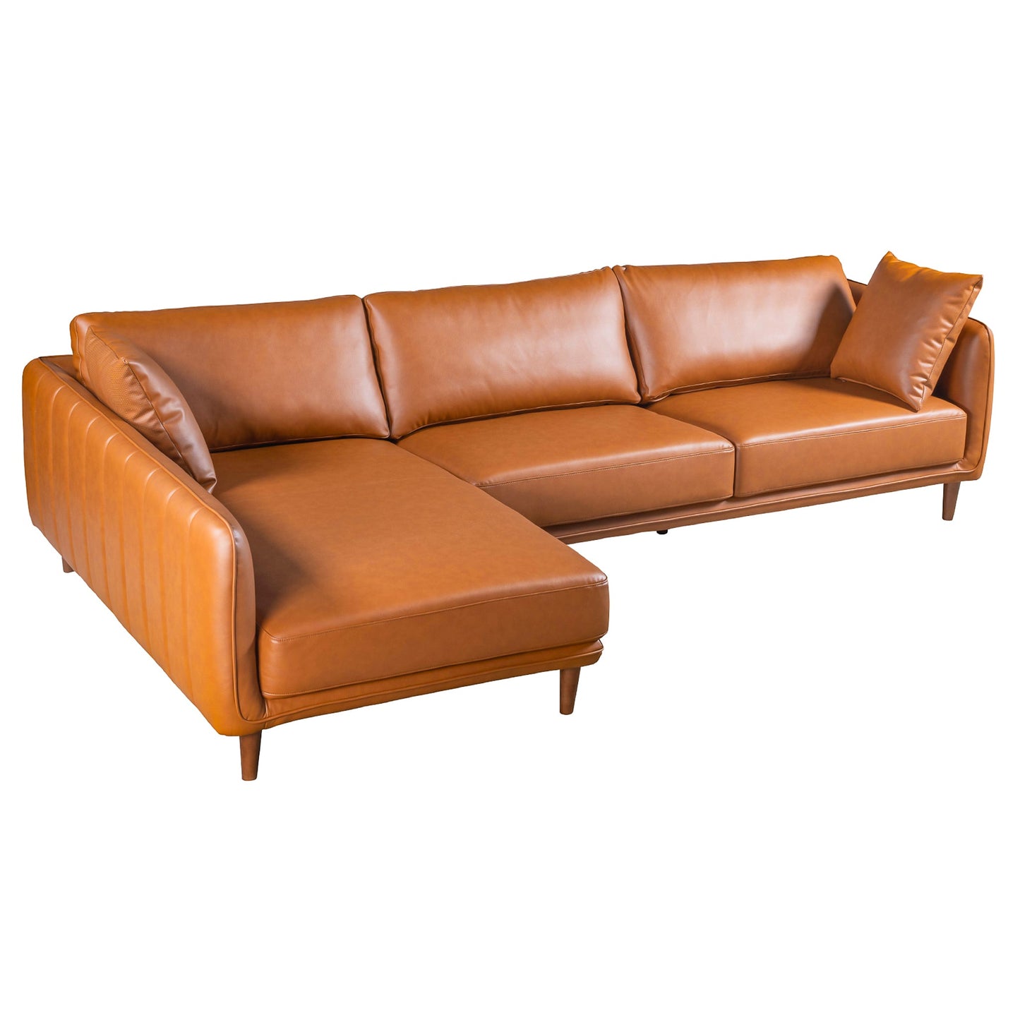 Ashcroft Cairo Sectional Left Sofa - Cognac Vegan Leather