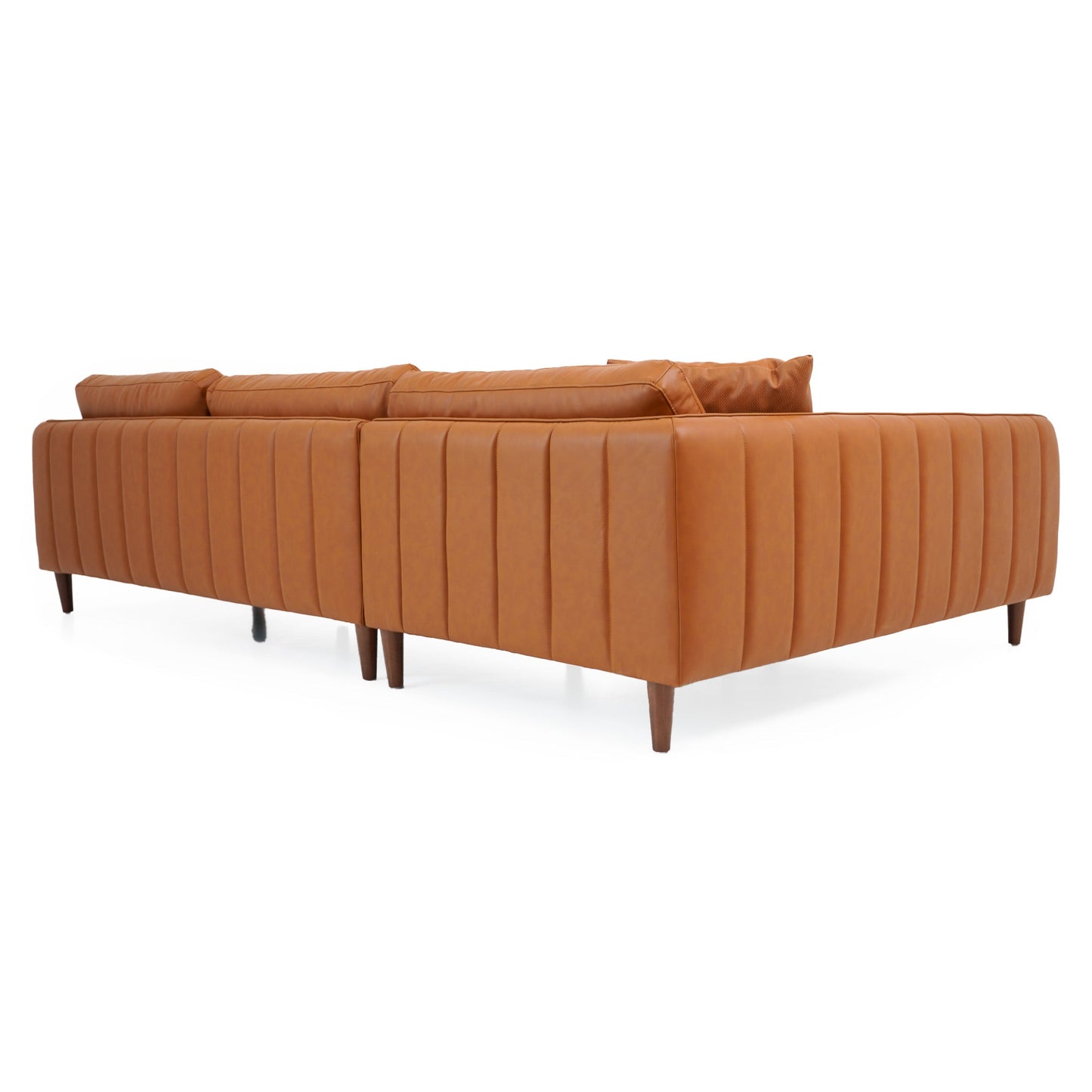 Ashcroft Cairo Sectional Left Sofa - Cognac Vegan Leather