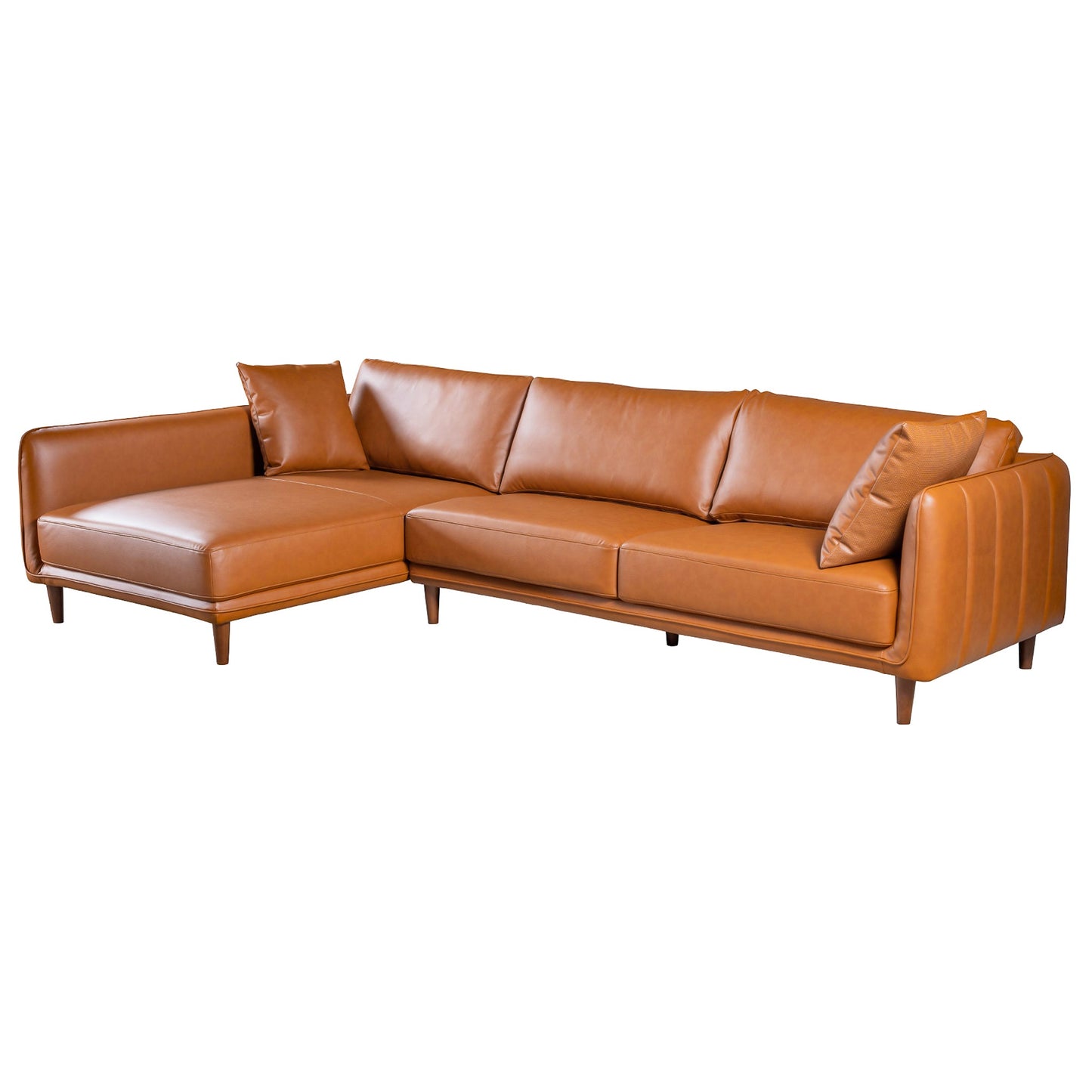 Ashcroft Cairo Sectional Left Sofa - Cognac Vegan Leather