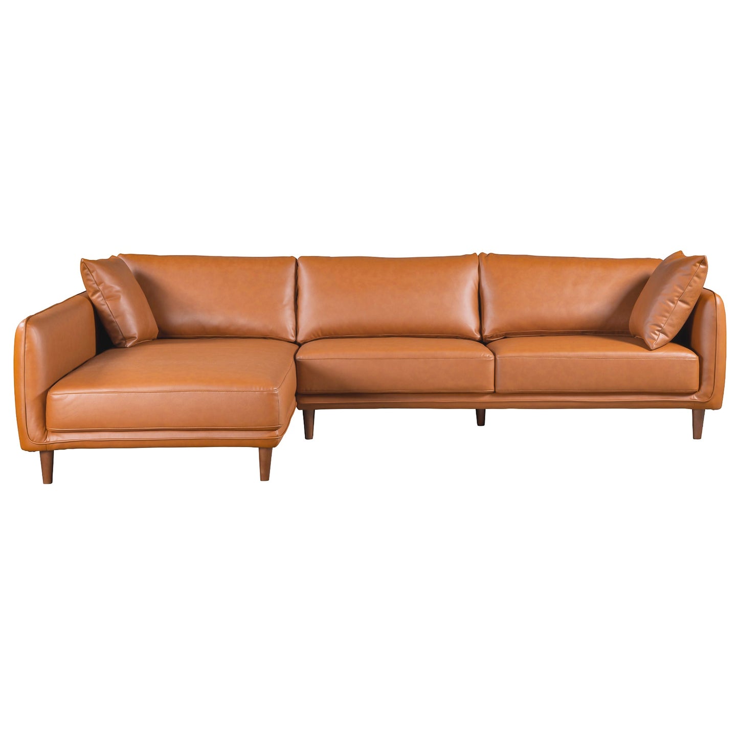 Ashcroft Cairo Sectional Left Sofa - Cognac Vegan Leather