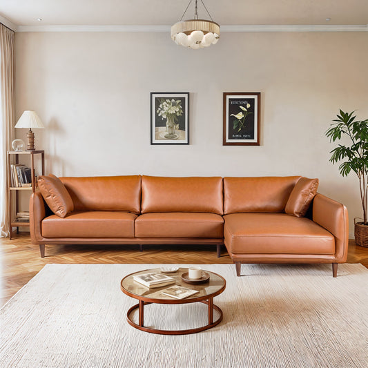 Ashcroft Cairo Sectional Right Sofa - Cognac Vegan Leather