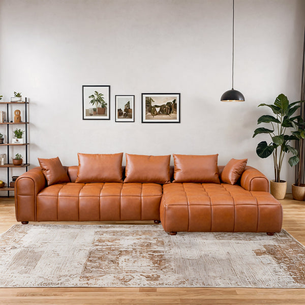 Ashcroft Clark Sectional Right Sofa  - Cognac Leather