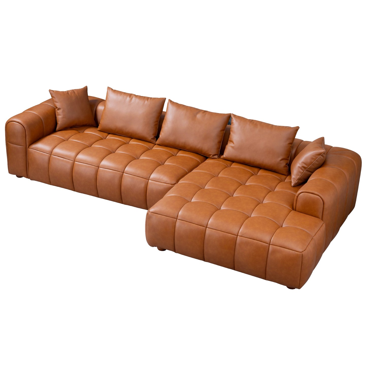 Ashcroft Clark Sectional Right Sofa  - Cognac Leather