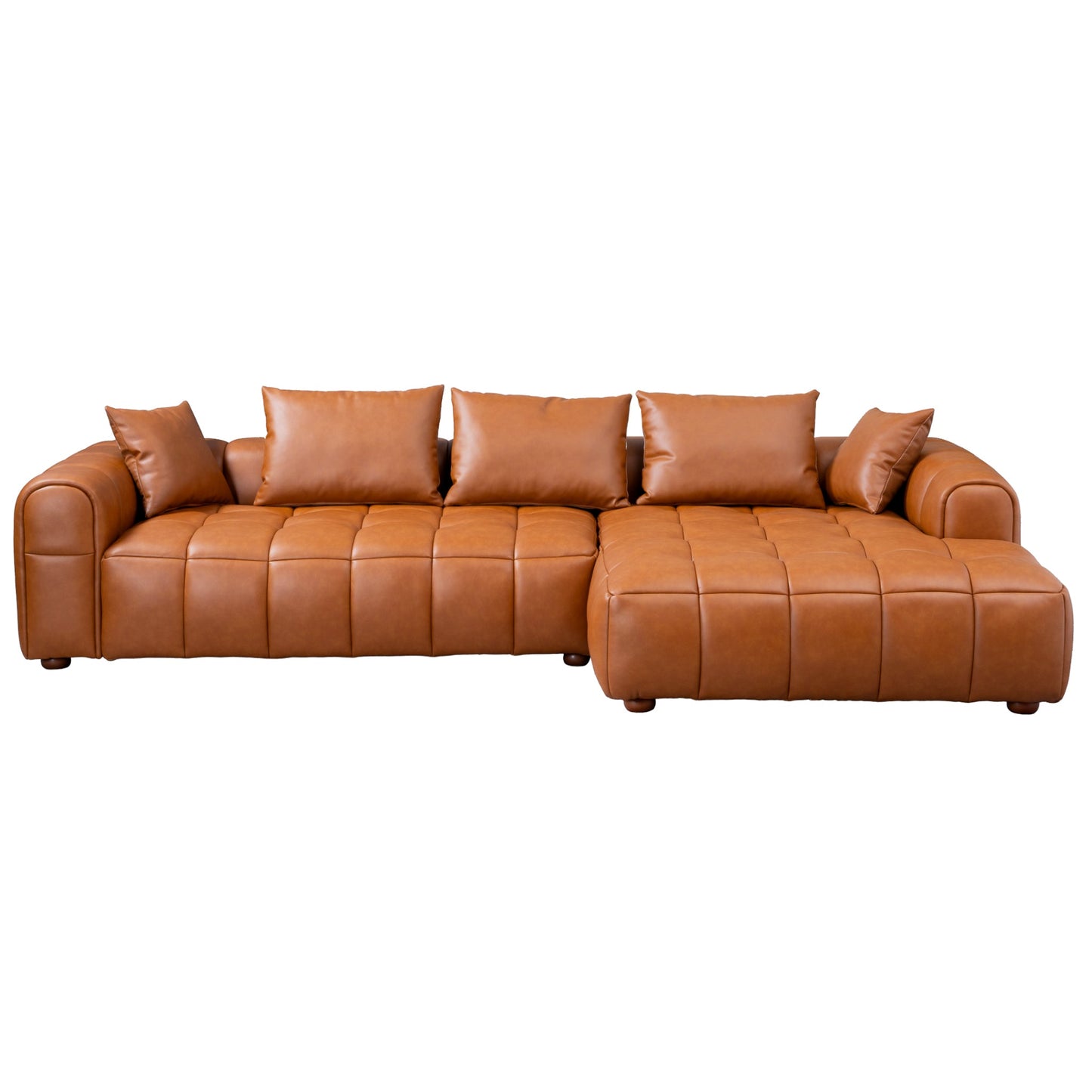 Ashcroft Clark Sectional Right Sofa  - Cognac Leather